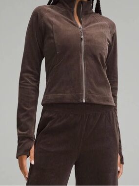 Lululemon Scuba Track Jacket *Velvet Cord in the Espresso 2 pc set